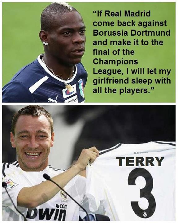 
	Vì bạn gái Balotelli, Terry gia nhập Real gấp