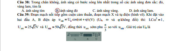 Tổng hợp các đáp án đề thi môn Vật lí khối A và A1 năm 2013