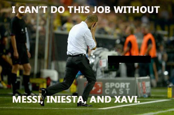 
	Không có Messi, Iniesta và Xavi, Pep cũng trở nên bất lực