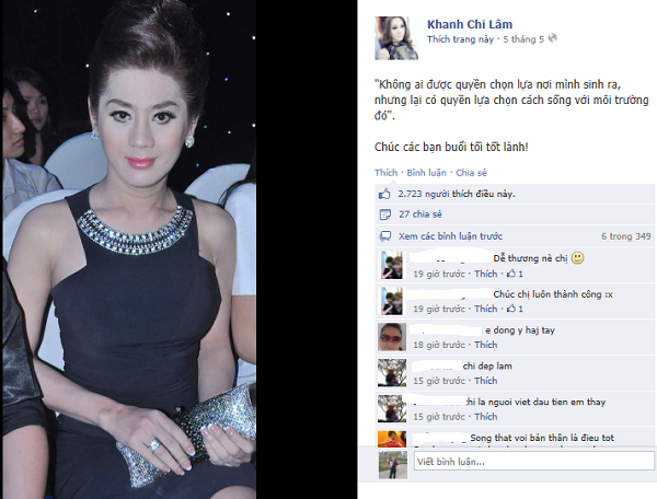 Facebook của người đẹp chuyển giới Lâm Chi Khanh có tin gì "nóng"?