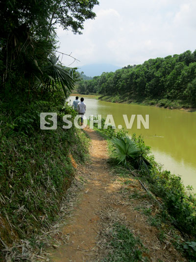 Hồ nước dưới chân khu vực khai thác vàng. Không chỉ là nơi nuôi cá, đây còn là nơi cung cấp nguồn nước sinh hoạt cho người dân địa phương.