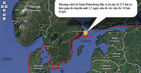 
	Lộ trình xuất phát của tàu ngầm Kilo Hà Nội từ cảng Saint Peterburg.