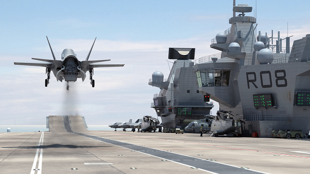 Hình ảnh phác họa tiêm kích F-35B cất cánh từ tàu sân bay HMS Queen Elizabeth