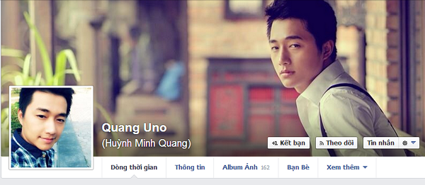 	Trang cá nhân của Quang Uno cũng nhận được rất nhiều sự quan tâm của cư dân mạng (Ảnh chụp từ facebook)