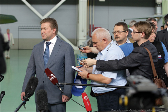 
	Tổng giám đốc tập đoàn MiG Sergei Korotkov phát biểu tại lễ kỷ niệm.