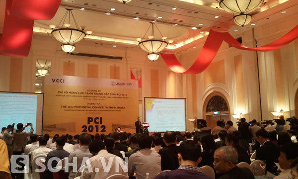 Quang cảnh của buổi công bố chỉ số PCI vào sáng nay.