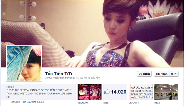 
	Facebook cá nhân của Tóc Tiên