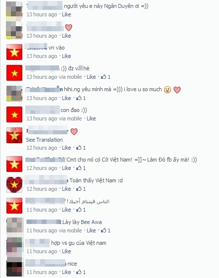 	Facebook của chàng trai người Ả - rập ngập tràn những comment bằng tiếng Việt (Ảnh chụp từ facebook)