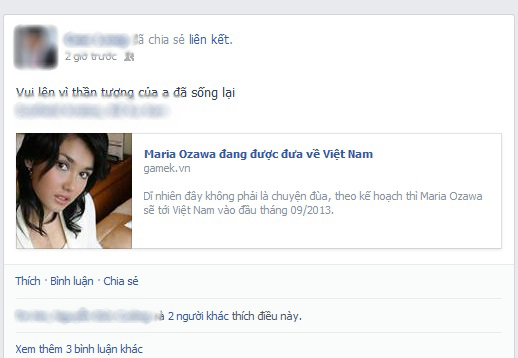 
	Thông tin về nữ diễn viên được chia sẻ rất nhiều trên Facebook.