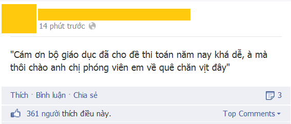 	Một thí sinh cho biết sẽ ''về quê chăn vịt''