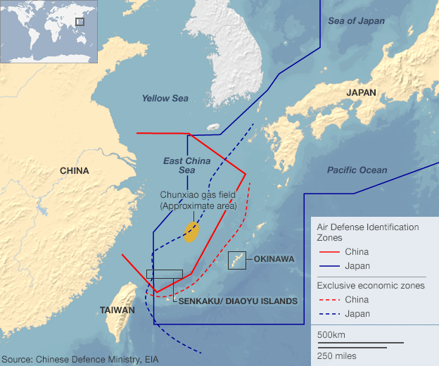 Vùng nhận dạng phòng không (ADIZ) do Trung Quốc thành lập.