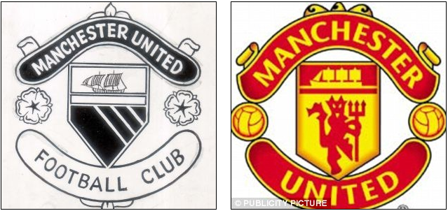 
	Logo năm 1998 và hiện tại của Man United