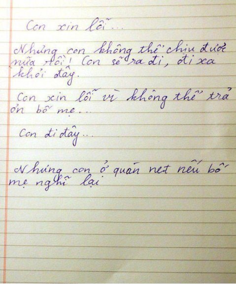  	Theo nội dung của bài viết thì học sinh này tên là Nguyễn Tô Vinh, học sinh lớp 12A4, trường THPT Chu Văn An. An là một học sinh giỏi nhưng do đi học muộn 6 buổi trong 1 học kỳ nên đã bị hạnh kiểm khá. Tô Vinh đã rất hối hận và viết bản kiểm điểm này gửi đến cô giáo chủ nhiệm của mình.