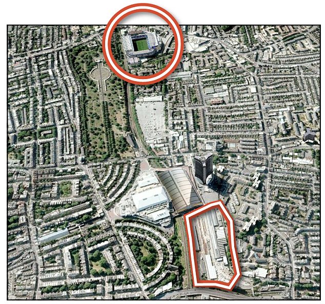 
	Vị trí của sân Stamford Bridge và khu đất Lillie Bridge