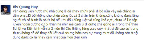  	BLV Quang Huy chia sẻ nhận định trên trang cá nhân