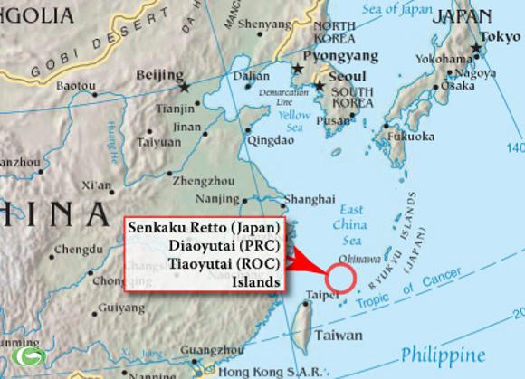	Vị trí quần đảo Senkaku mà Trung Quốc đòi chủ quyến rất gần với Okinawa