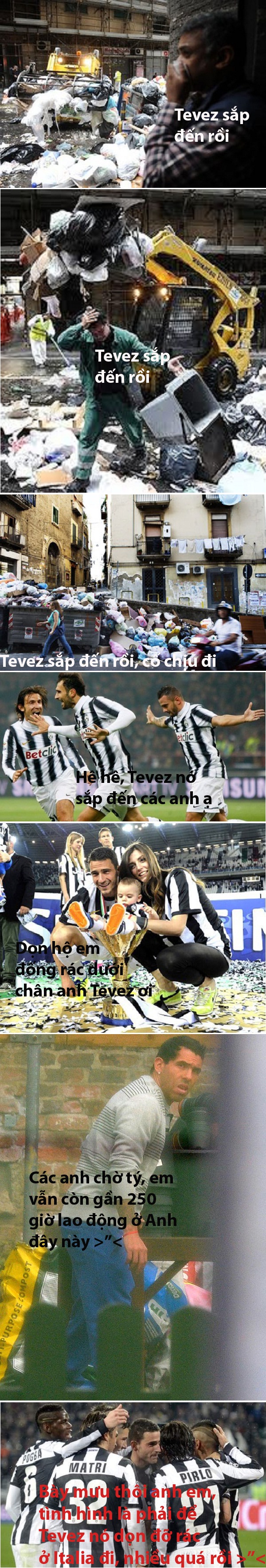 Chế - Vui - Độc: Thì ra Juventus mua Tevez về để... quét rác