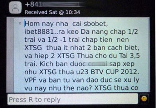  	Tin nhắn nặc danh vụ XMXT.SG