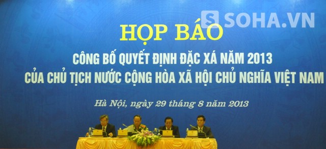 Quang cảnh buổi họp báo công bố Quyết định đặc xá năm 2013 của Chủ tịch nước Trương Tấn Sang (Ảnh: Tuấn Nam)