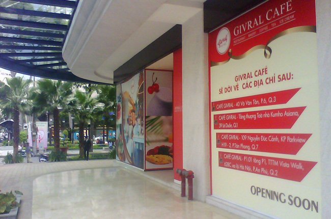 
	Givral Cafe đã rời góc đường Đồng Khởi – Lê Lợi, quận 1, TPHCM từ cuối tháng 6 vừa qua