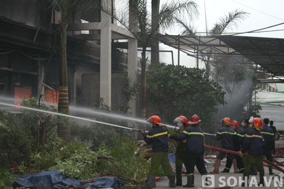 Lực lượng cứu hỏa có mặt với hàng chục chiến sỹ, tích cực chữa cháy. Tuy nhiên, ngọn lửa quá lớn khiến lực lượng cứu hỏa rất khó khăn trong việc dập lửa.