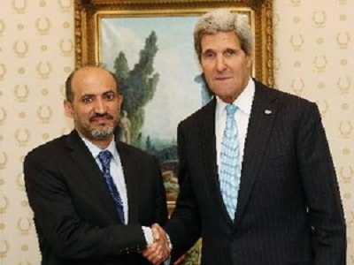  	Ngoại trưởng Hoa Kỳ John Kerry (phải) có cuộc gặp song phương với Lãnh đạo lực lượng đối lập Syria, Ahmed Assi al-Jarba.