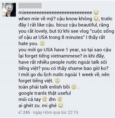 Cô gái sử dụng tiếng tây bồi tiếng ta châm biếm Mie Nguyen