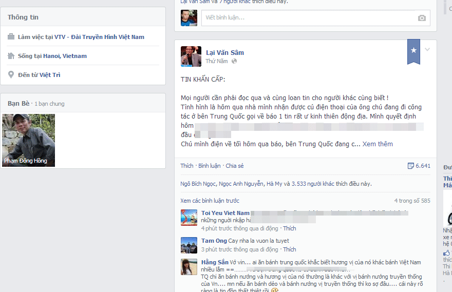 Lại Văn Sâm tiếp tục bị lạm dụng tên tuổi trên facebook