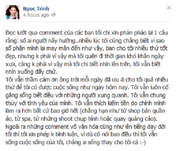 "Đột nhập" Facebook của Nữ hoàng nội y Ngọc Trinh