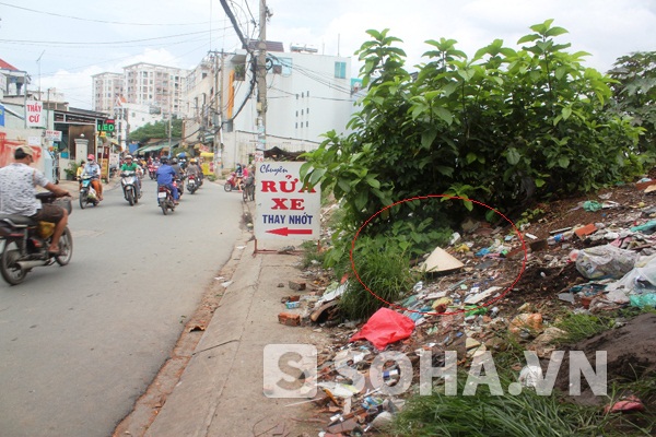 Khu vực nơi phát hiện thi hài trẻ sơ sinh