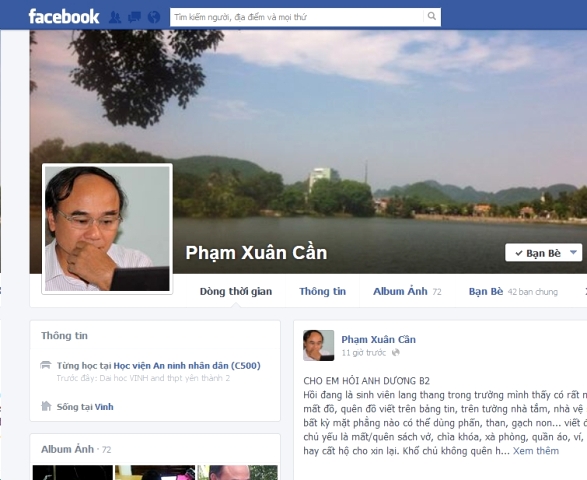 Trang Facebook cá nhân của ông Phạm Xuân Cần, PGĐ Sở Khoa học & Công nghệ tỉnh Nghệ An