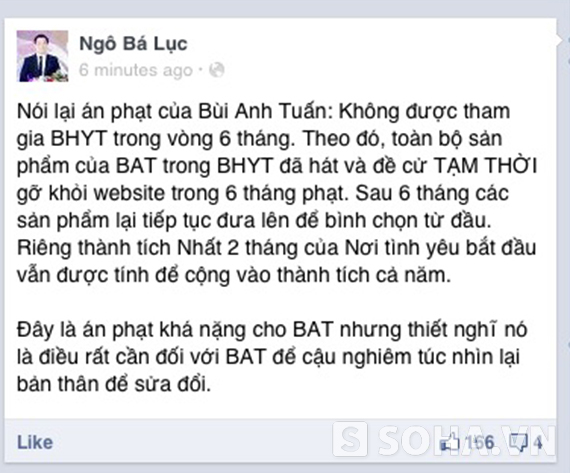 
	Án phạt dành cho Bùi Anh Tuấn.