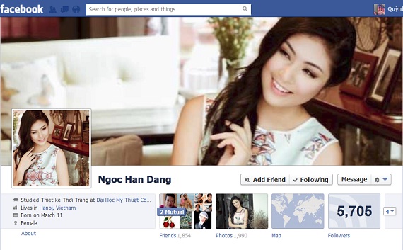 Truy tìm Facebook của hoa hậu Mai Phương Thúy, Ngọc Hân