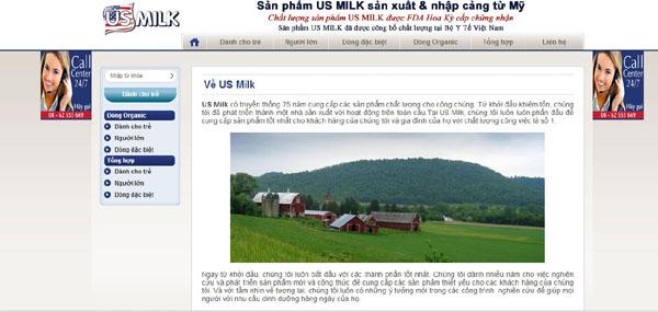 Trang web www.usmilk.com.vn giới thiệu về US Milk