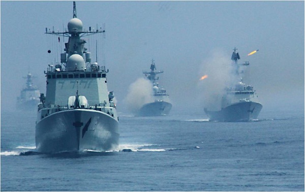 	Tàu chiến Trung Quốc trong một cuộc tập trận chung Nga - Trung.