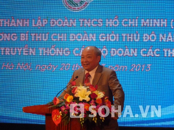 Ông Nguyễn Quốc Triệu, nguyên Bộ trưởng Bộ Y tế, cựu cán bộ Đoàn thủ đô bày tỏ vui mừng khi được tham dự lễ kỷ niệm 82 năm thành lập Đoàn.