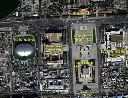  	Vị trí một số công trình quan trọng tại khu vực xung quanh quảng trường Thiên An Môn
