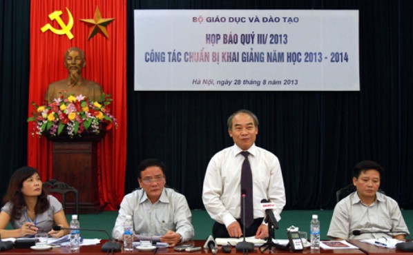 Buổi họp báo chuẩn bị khai giảng năm học 2013- 2014 của Bộ GD ngày 28/8.