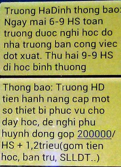 Tin nhắn khiến 700 phụ huynh cho con em nghỉ học