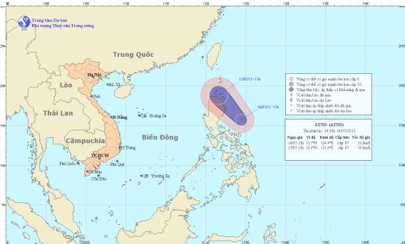 
	Chùm ảnh đường đi và vị trí cơn bão. Ảnh: NCHMF