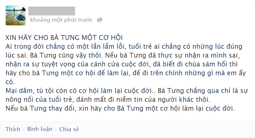 Xin hãy cho bà Tưng một cơ hội