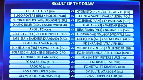 Bốc thăm vòng sơ loại thứ ba Champions League