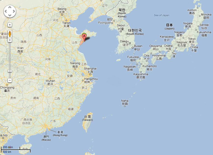 
	Vị trí cảng Thanh Đảo, Sơn Đông, Trung Quốc (ảnh chụp lại từ google)