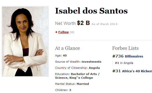 	Thông tin về Isabel dos Santos tren web của Forbes