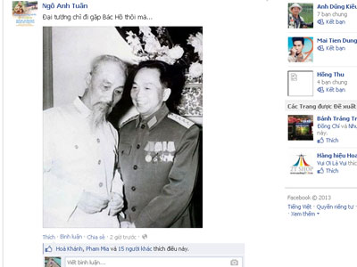Facebook của người FPT thành kính đăng hình ảnh của Bác Hồ và Đại tướng Võ Nguyên Giáp. Ảnh: FB.