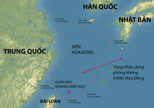 
	Vùng phòng không trên biển Hoa Đông mà Trung Quốc đơn phương thiết lập.