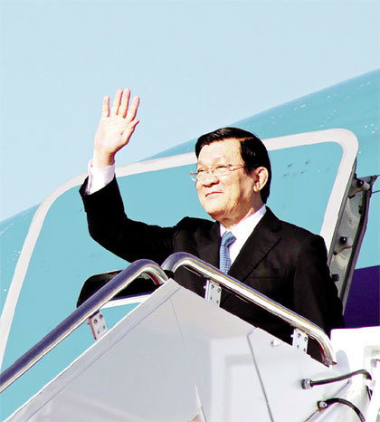 Chủ tịch nước Trương Tấn Sang tới Washington tháng 7-2013.