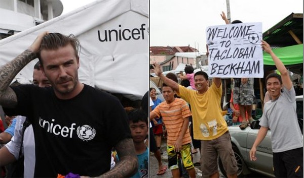 Beckham tặng thiệp Valentine cho nạn nhân bão Haiyan tại Philippines 1