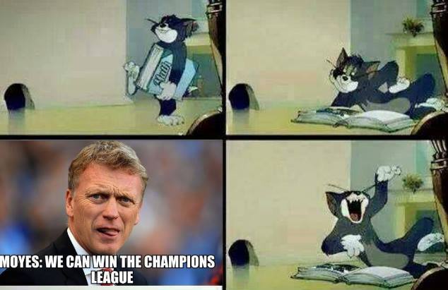 Đến Tom còn phải vỡ bụng khi David Moyes nói về chức vô địch Champions League