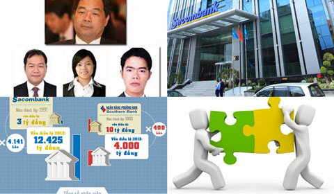 Sacombank, Eximbank, Phương-Nam, Southern-Bank, thâu-tóm, sáp-nhập, hợp-nhất, Đặng-Văn-Thành, Trầm-Bê, Trầm-Trọng-Ngân, Phạm-Hữu-Phú, Bình-Chánh-BCCI, Bệnh-viện-Triều-An, Công-ty-Sơn-Sơn, Cụm-cảng-Long-Toàn, sở-hữu, chi-phối